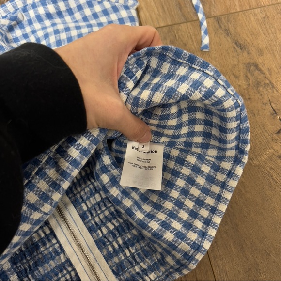 💔SOLD 💔Reformation blue gingham check tie strap tank top - Picture 4 of 5